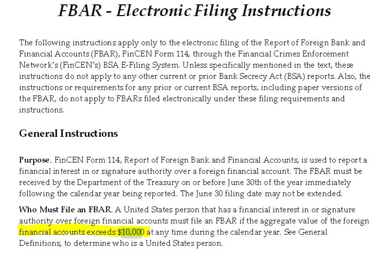 FBAR Electronic Filing Instructions