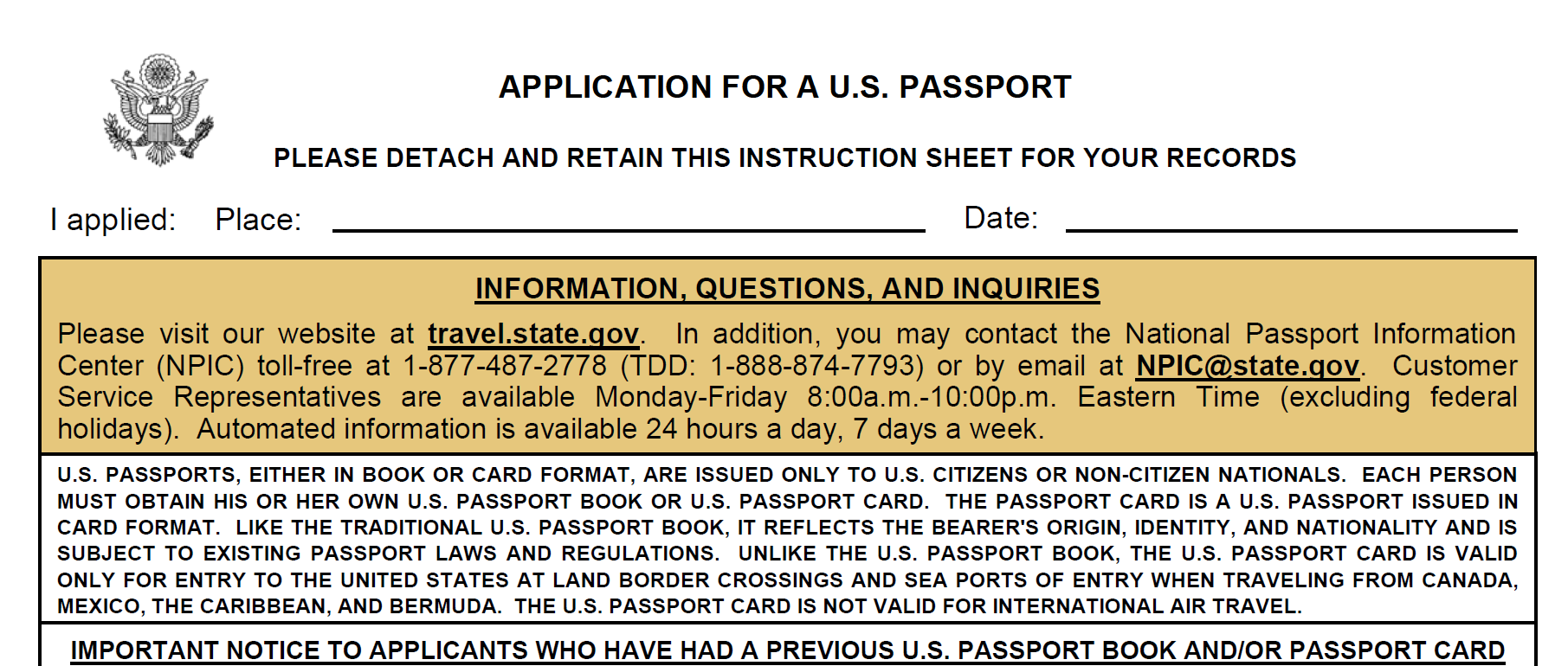 application for US passport p1